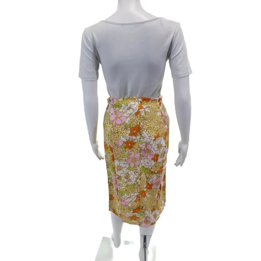 Rahi Womens Floral Casual Zippered Lined Midi Skirt Multicolor Size S